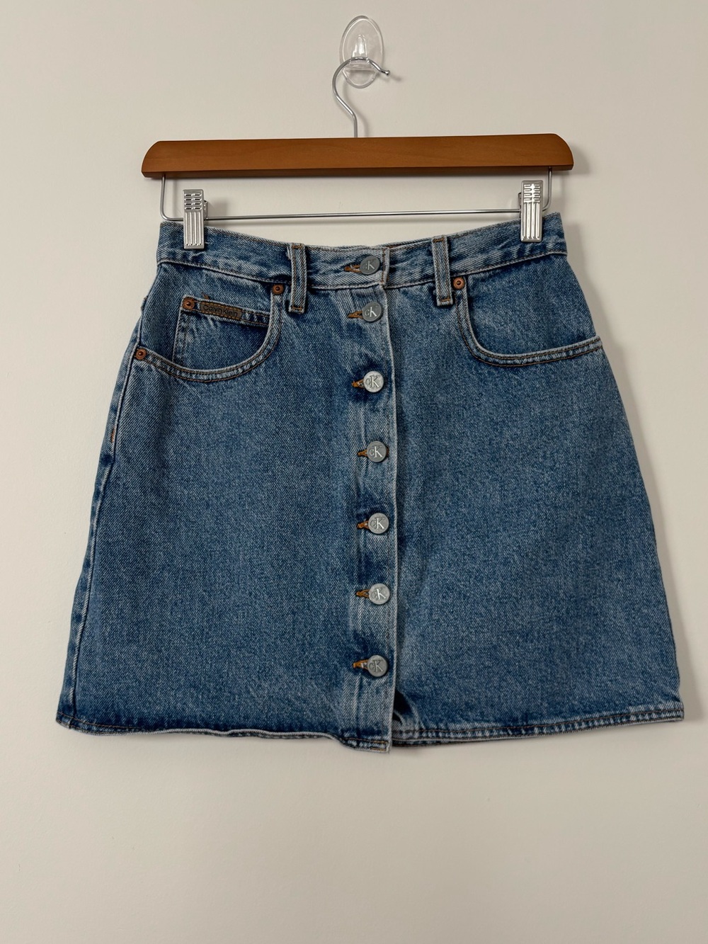Calvin Klein Jeans Vintage Made in Canada Button Front Denim Mini Skirt Sz 3/26